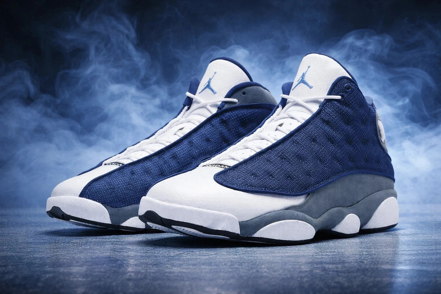 Men – Jordan 13 “Flint” Retro Navy White Gray 414571-404 Size US 7-12