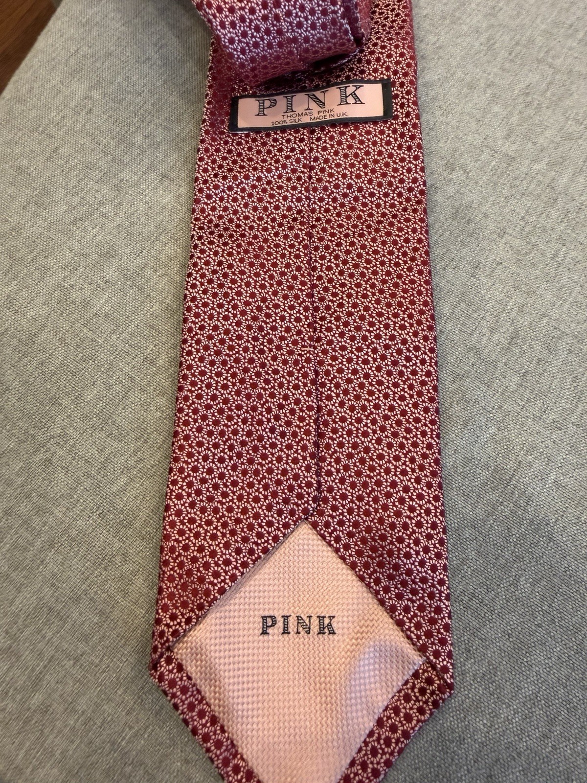 Thomas Pink Red Floral Silk Necktie 3.25 In. Wide