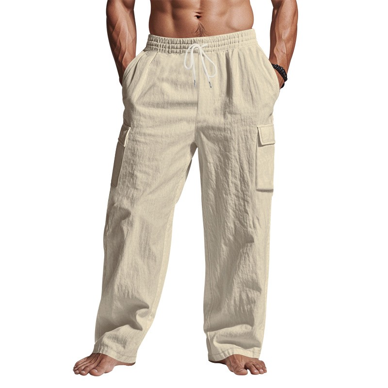 Spring Autumn Multi-Pocket Straight Leg Cargo Pants