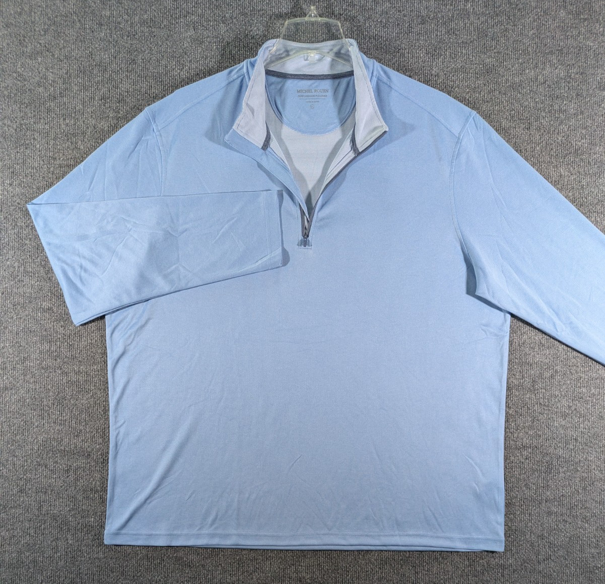 Michel Rouen Performance Pullover 1/4 Zip Golf Light Blue Mens 3XL Lightweight