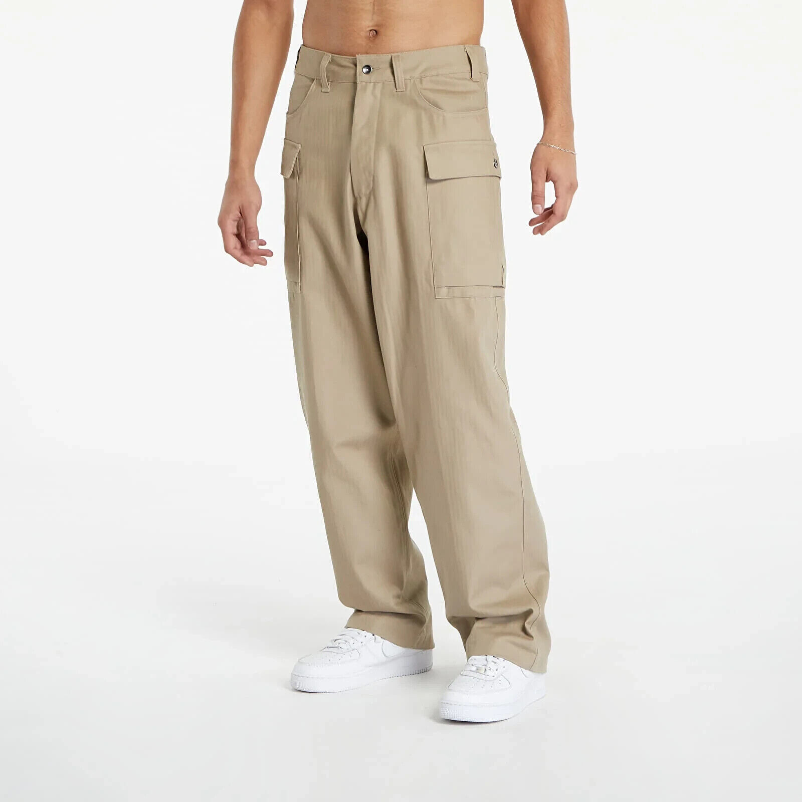 Nike Life Mens Khaki Cargo Pants Size 32 Zip Fly Button Up Relaxed FJ0323 247
