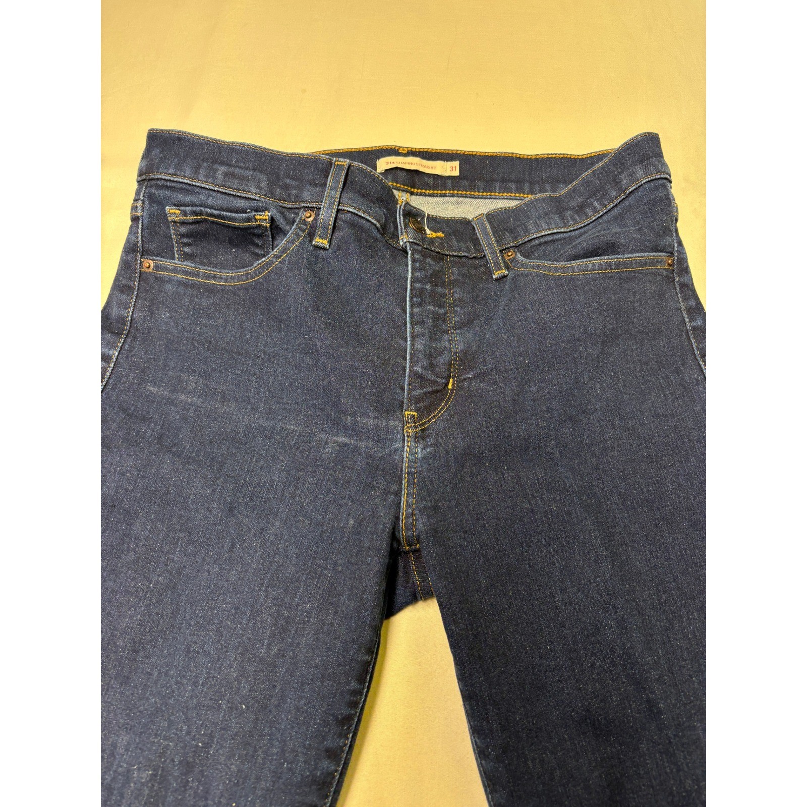 Levi Strauss Premium Big E 314 Shaping Straight Dark Denim Jeans Women 33X31