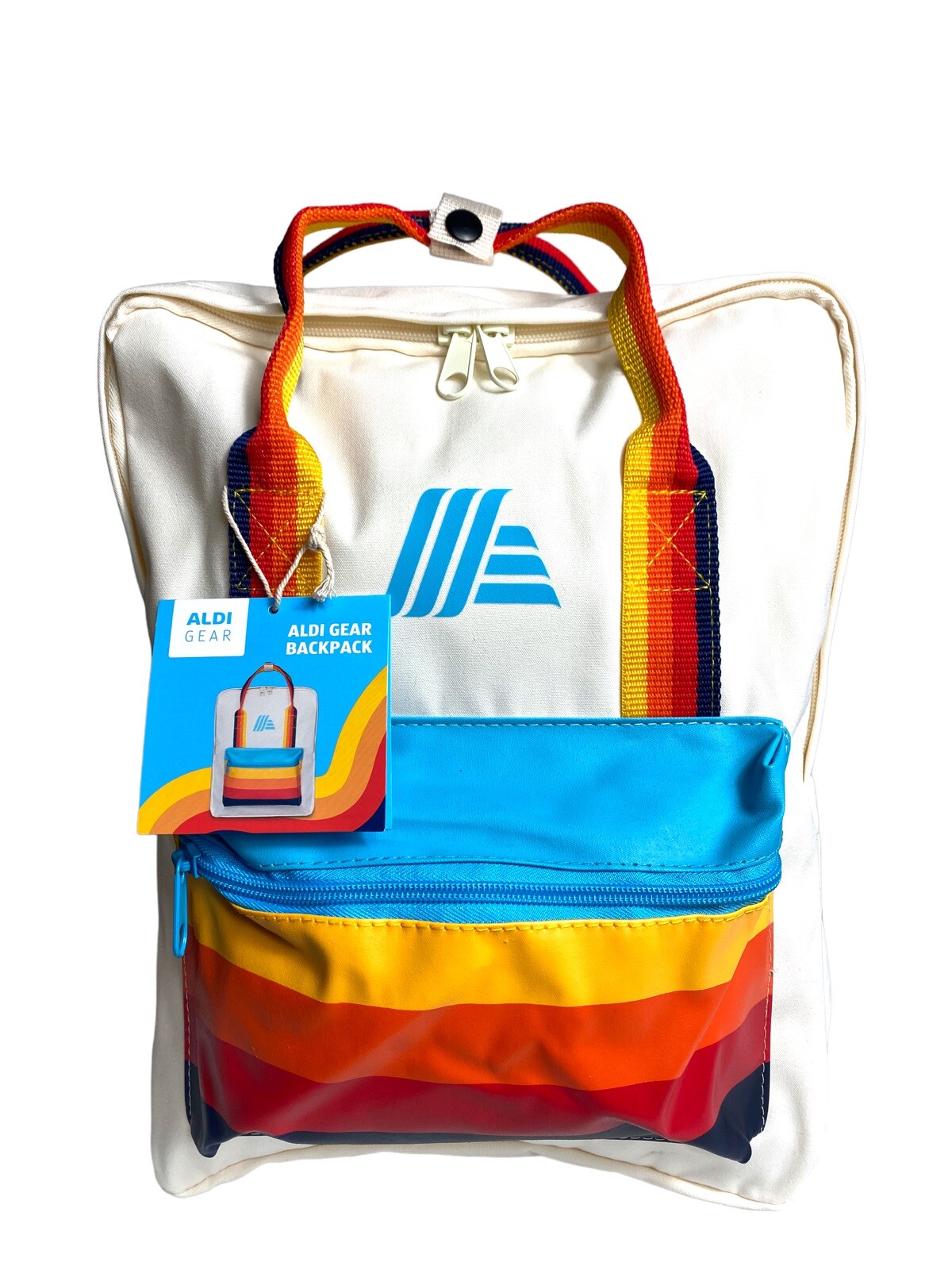ALDI Gear Backpack Cream Rainbow 09/2023 Release Padded Laptop Inner Sleeve NEW