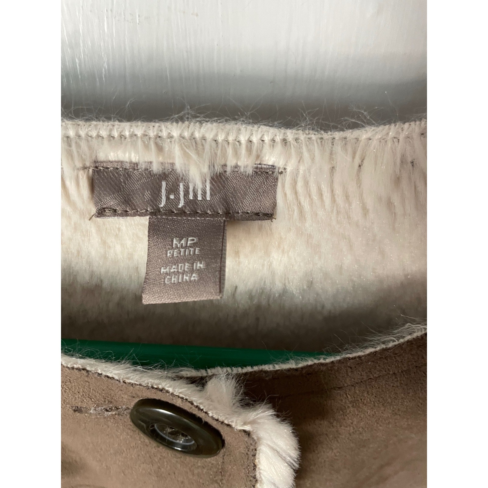 JJill Petite Faux Suede Sherpa Lined Jacket Brown Button Front Lined Womens MP