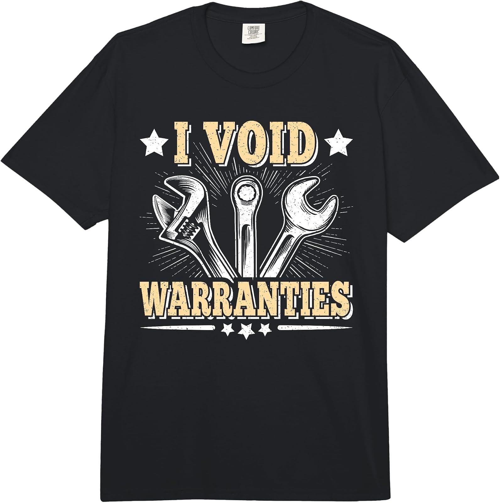 Funny Vintage “I Void Warranties” Auto Repair T-Shirt for Mechanics – Comfort Co