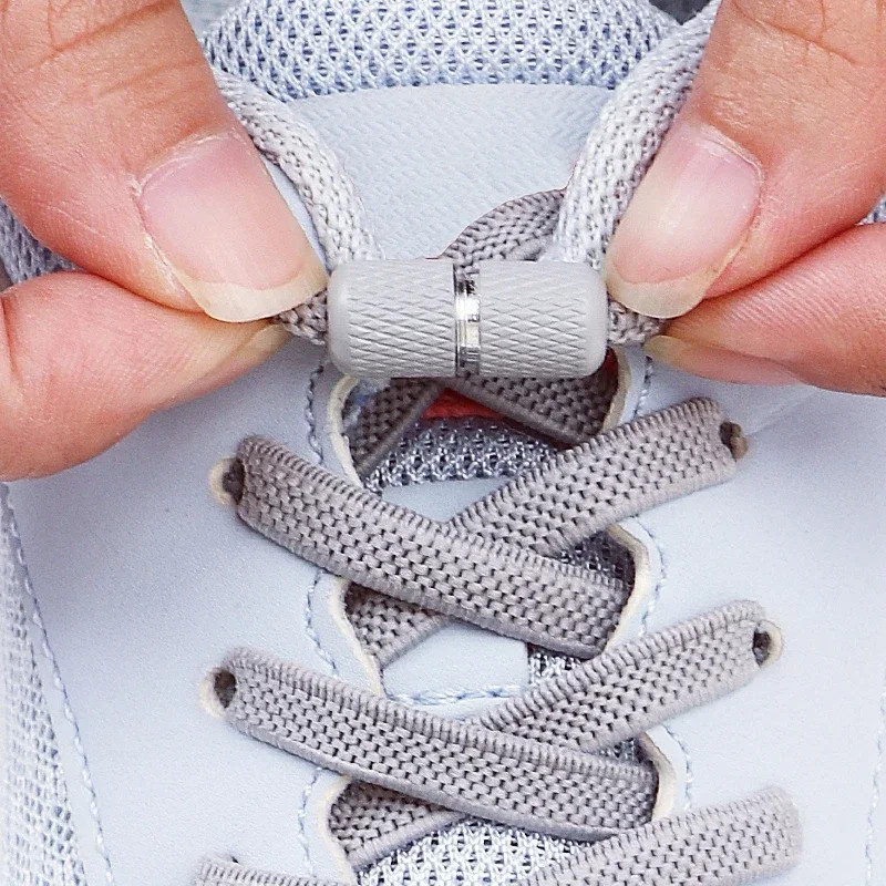 1/2 Pair Flat Elastic Shoe Laces Kids Adult Quick Shoelace Metal Capsule Buckle