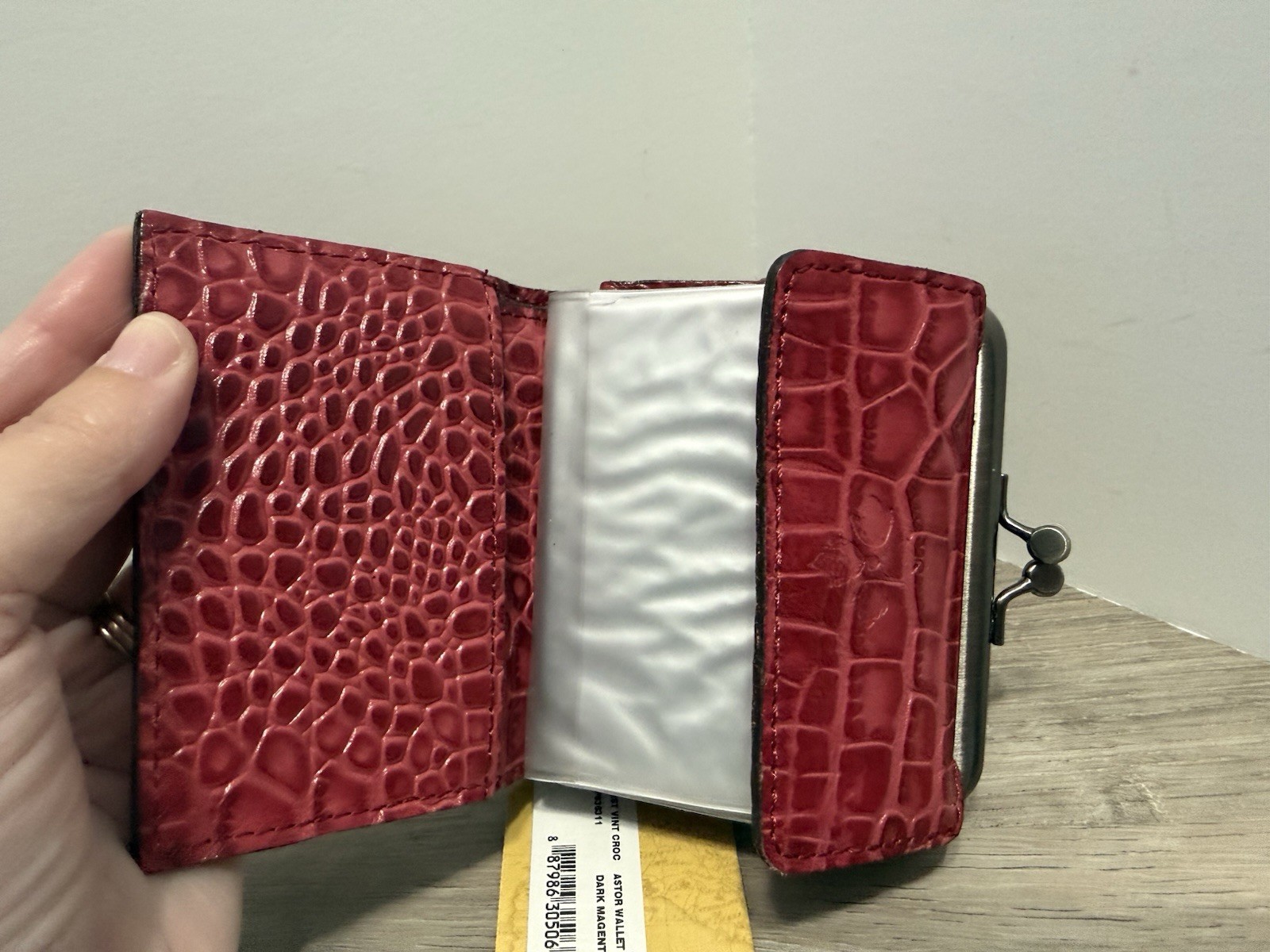 Patricia Nash Leather Astor Wallet Croco Dark Magenta Embossed NEW NWT