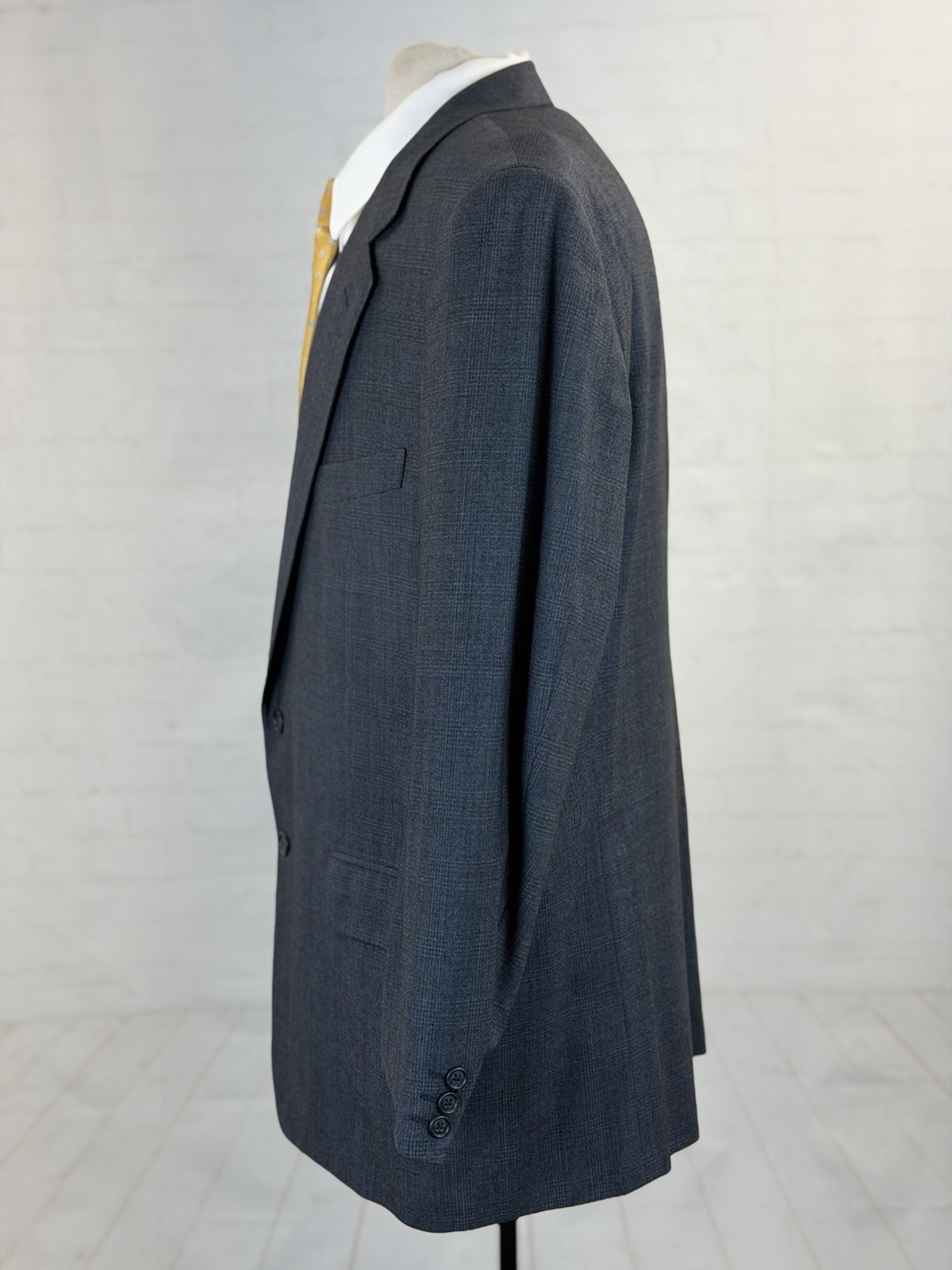 Cornelia Men’s Gray Plaid Cashmere Wool Blazer 46R Made In Italy 2 Buttons