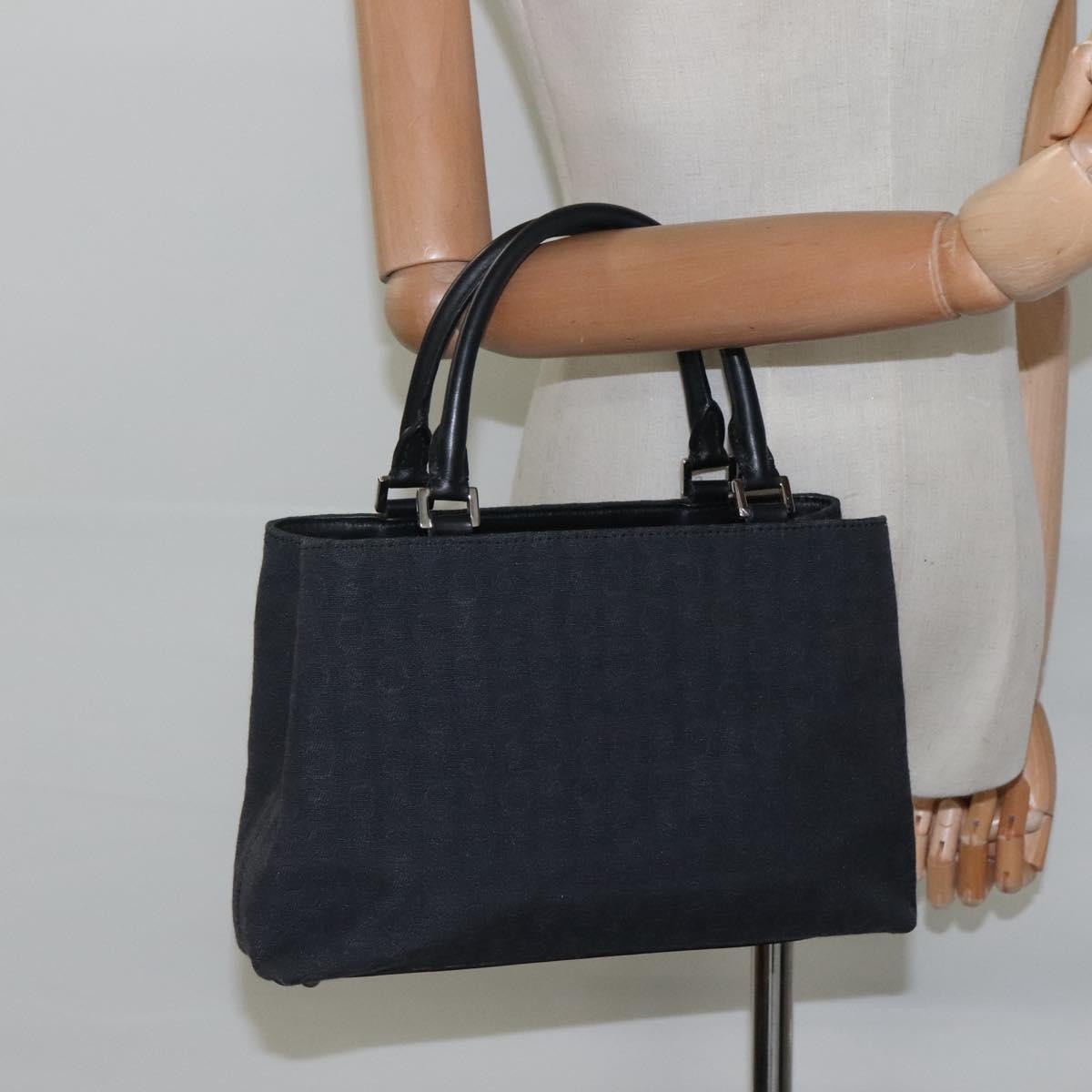 CELINE C Macadam Canvas Hand Bag Black Auth sw213