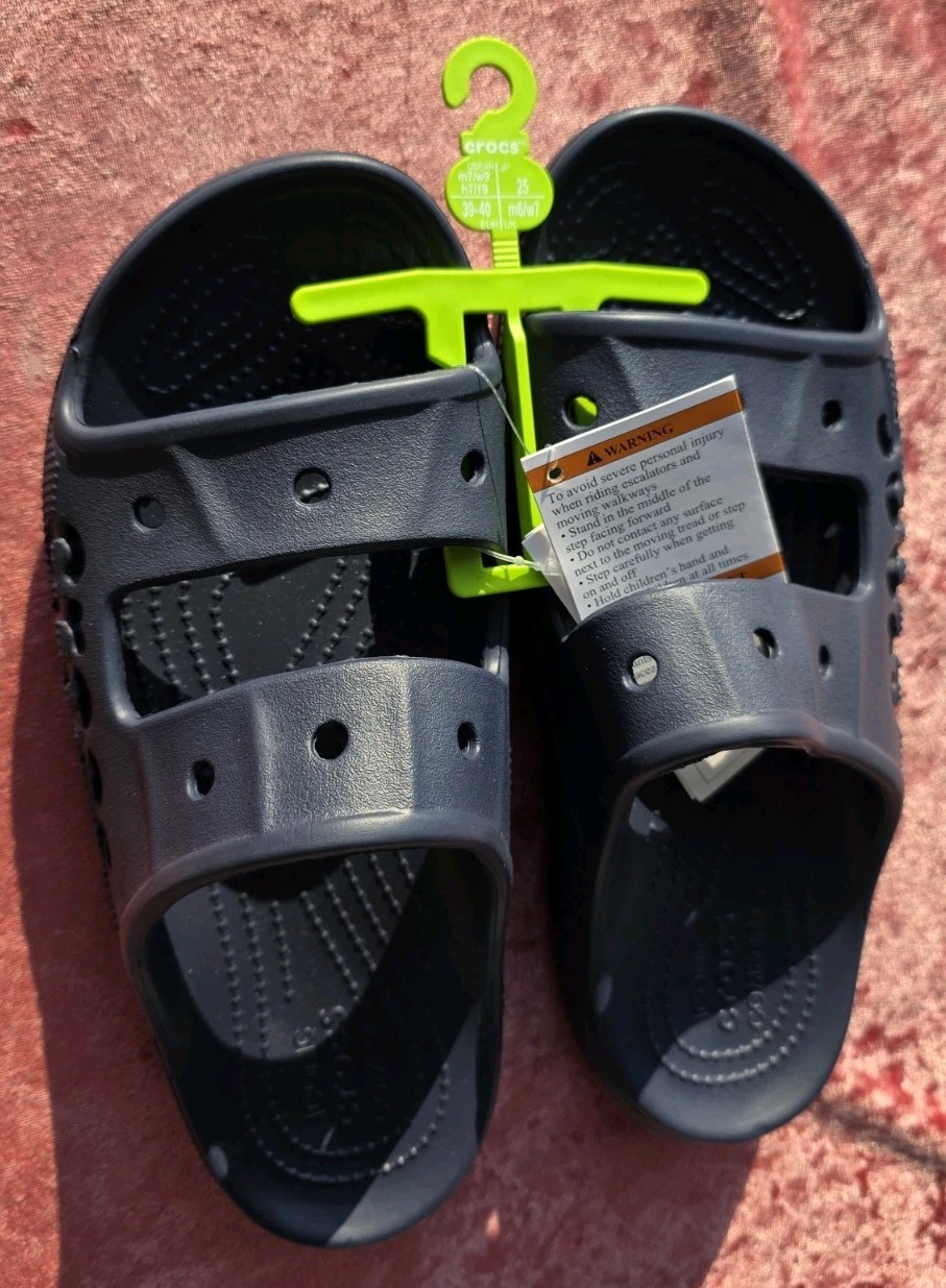 Crocs Iconic Baya Classic Sandals in Dark Navy M7/W9 NWT Original Packing (B-68)