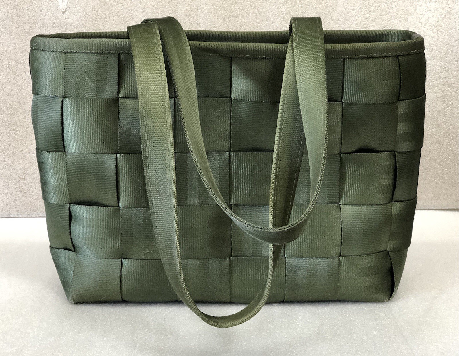 Vtg 2000’s Harveys Seatbelt Olive/Army Green Large Classic Tote Bag/Purse