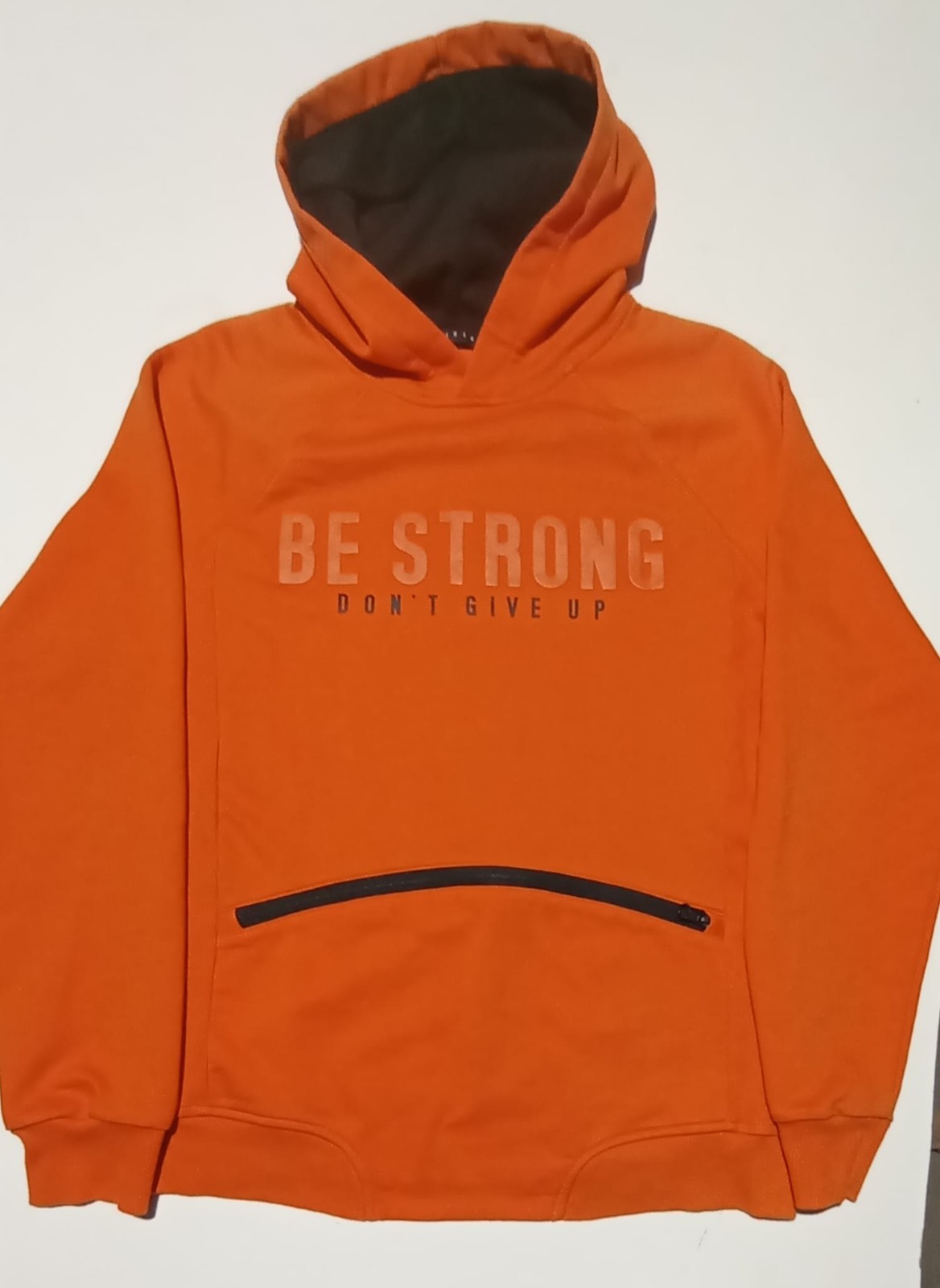 Sisley Boys Hoodie Sweatshirt 13 14 Years Orange Black Pocket Zipped Jumper VGC