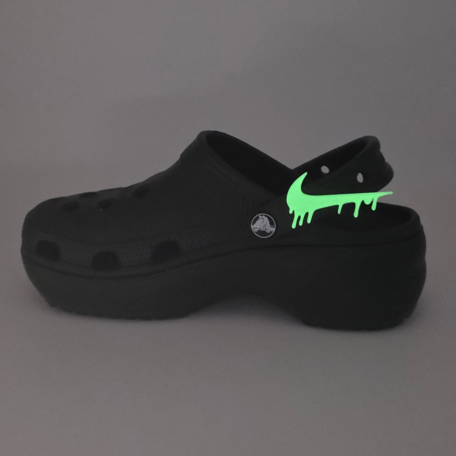 2 Dripping Nike Style Swoosh Croc Charms Glow in the Dark Hype Shoe Accessories
