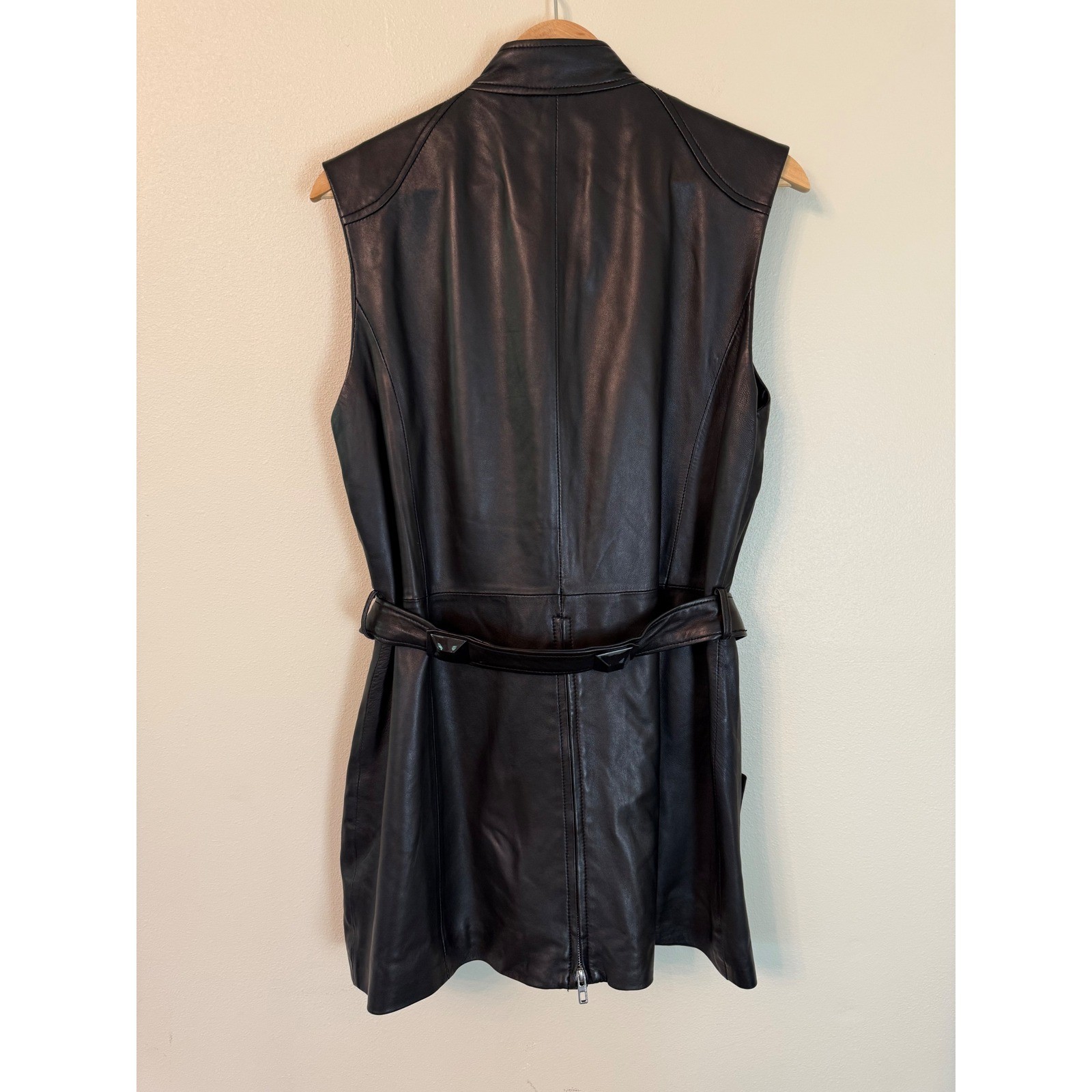 Malene Birger Petricana Nappa Leather Belted Long Vest Size 12