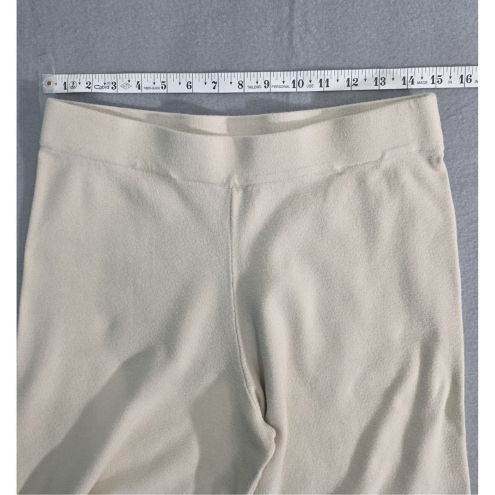 Bailey 44 Womens Large Cream Ivory Sweater Knit Wide Leg Crop Pants Stretch