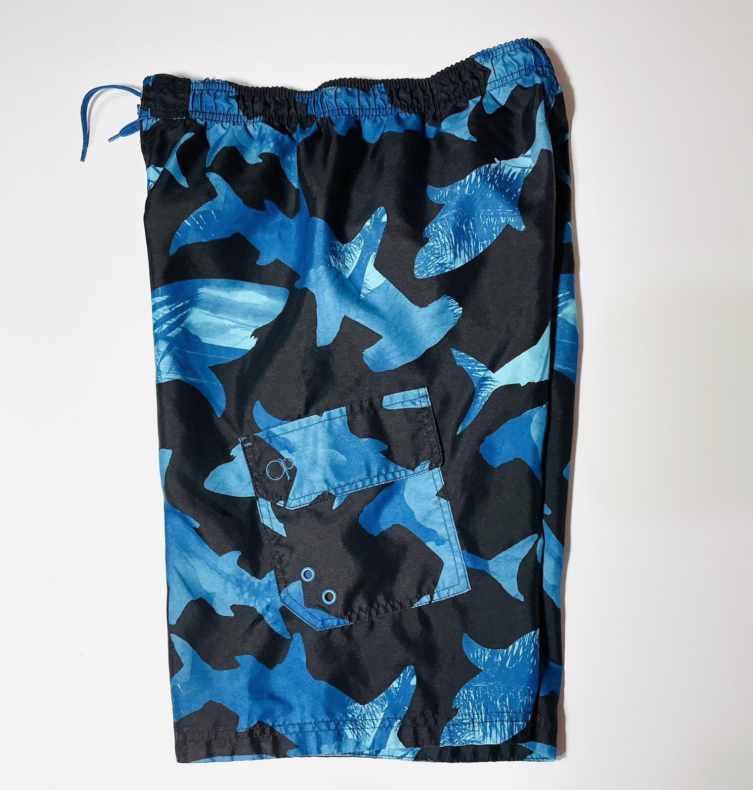 Ocean Pacific OP Boys Shark Swim Trunks XL 14-16 Blue Board Shorts
