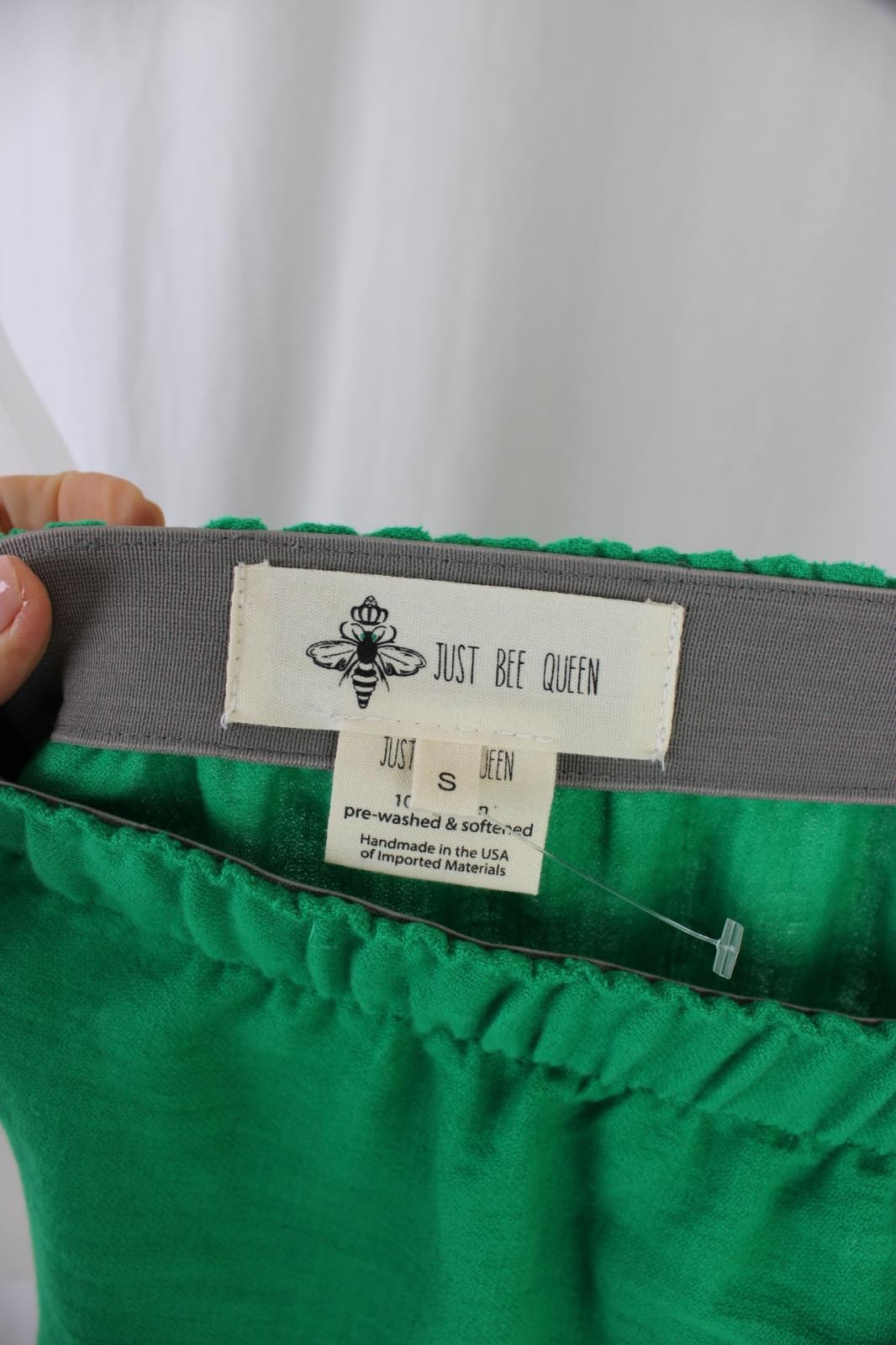 Just Bee Queen Women’s Green 100% Linen Pleated Tasseled Tulum Skirt Size Small