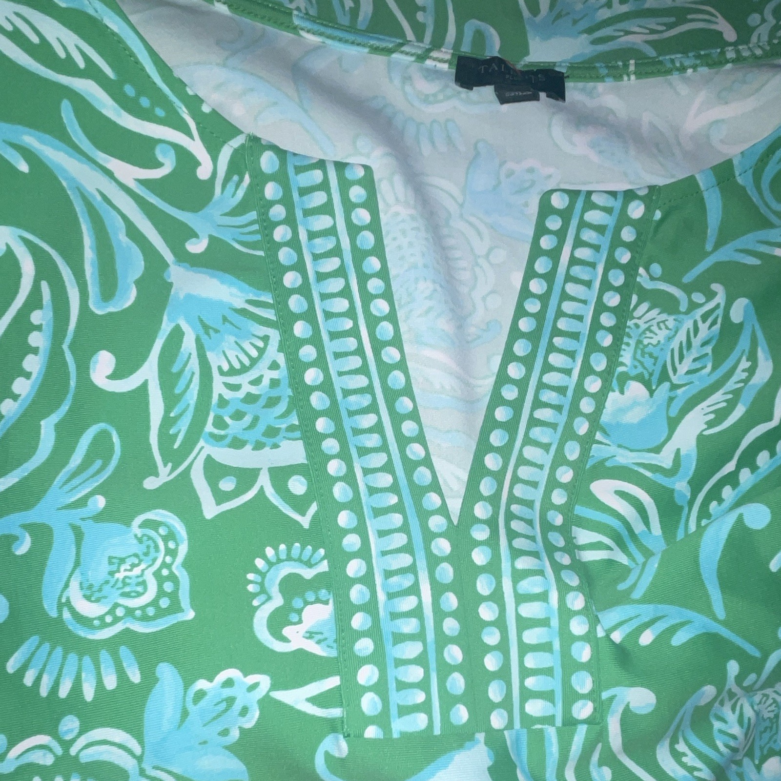Talbots Women’s Plus 1X Green Floral V-Neck Short Sleeve T-Shirt Dress