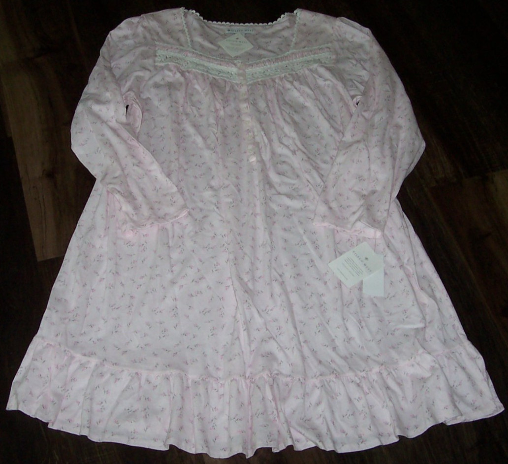 NWT Eileen West BLUSH PINK FLORAL 39″ Nightgown Women’s XL 100% COTTON KNIT