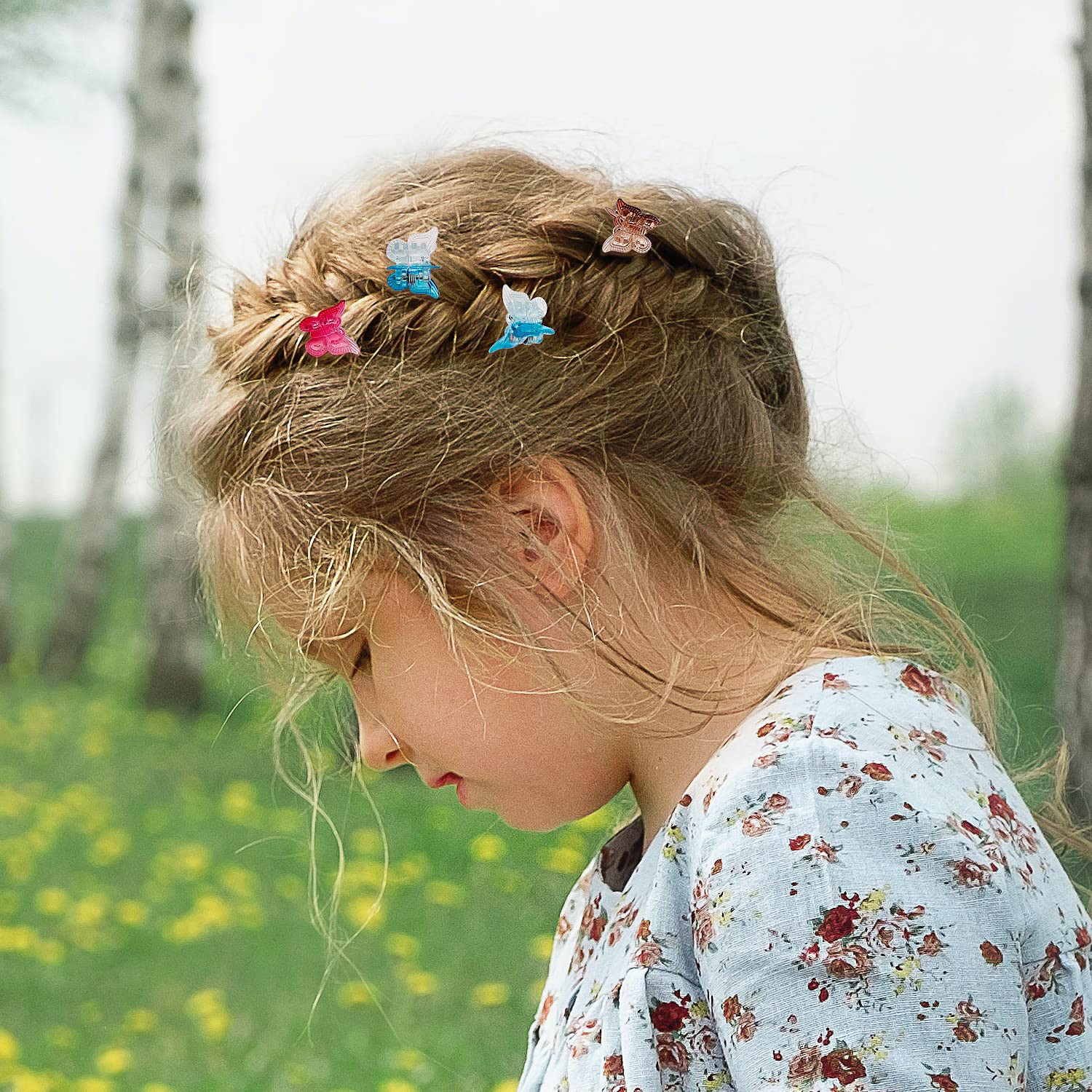 50 Packs Assorted Color Butterfly Hair Clips, Beautiful Mini Butterfly Hair Clip