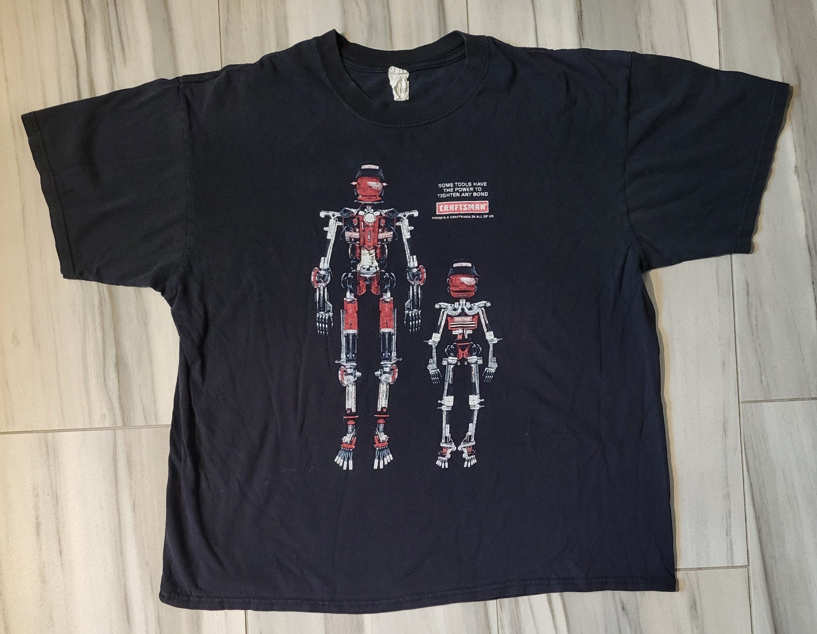 VTG XL 2008 Craftsman Robots Constructed From Various Tools Black T-Shirt