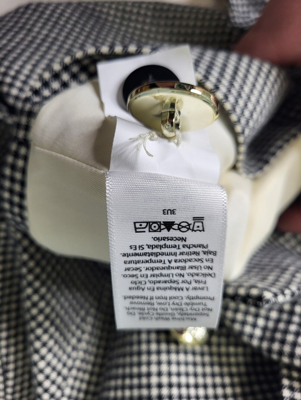 Free Assembly Double-Breasted Houndstooth Blazer – Black & White Size Large