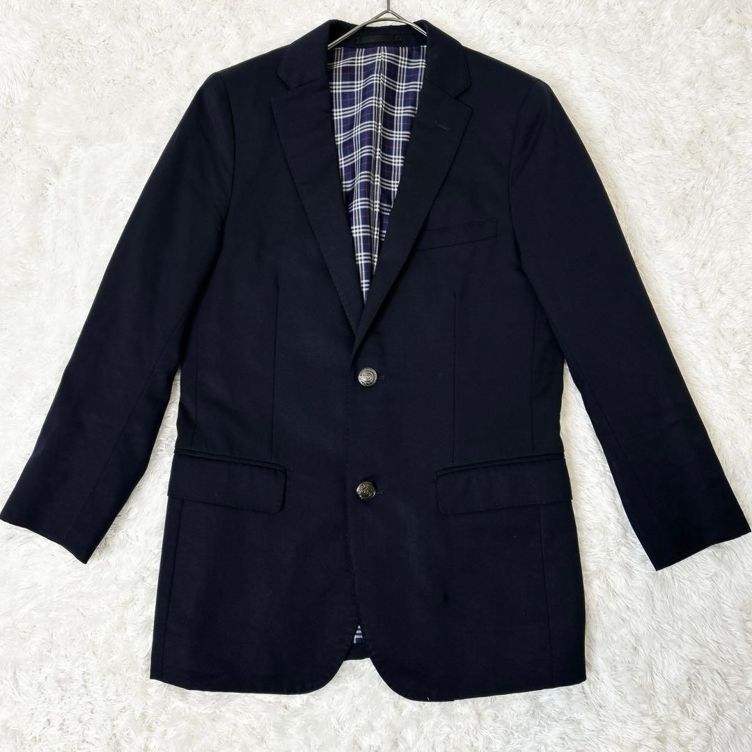 Authentic BLACK LABEL CRESTBRIDGE Wool Blue Tailored Jacket Pre Owned Condition