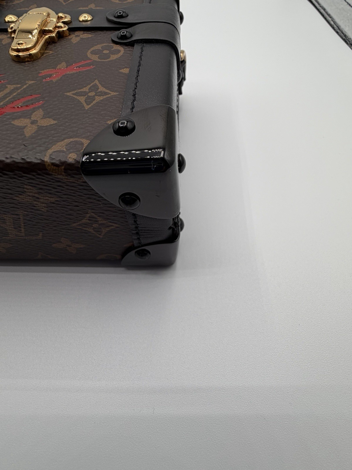 Louis Vuitton Petite Malle Monogram Trunk Box Clutch Brown/Black Gold HW