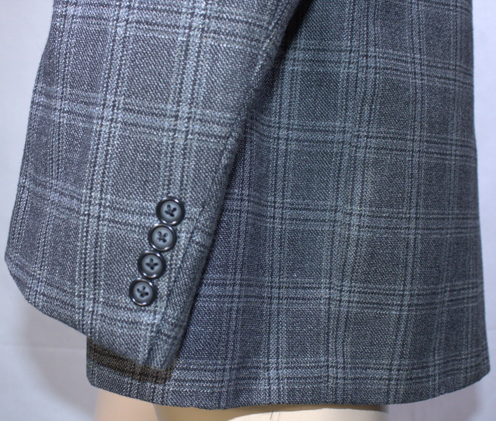 Hickey Freeman Blazer Mens 48R Charcoal Plaid Silk Worsted Wool 2 Button 1 Vent