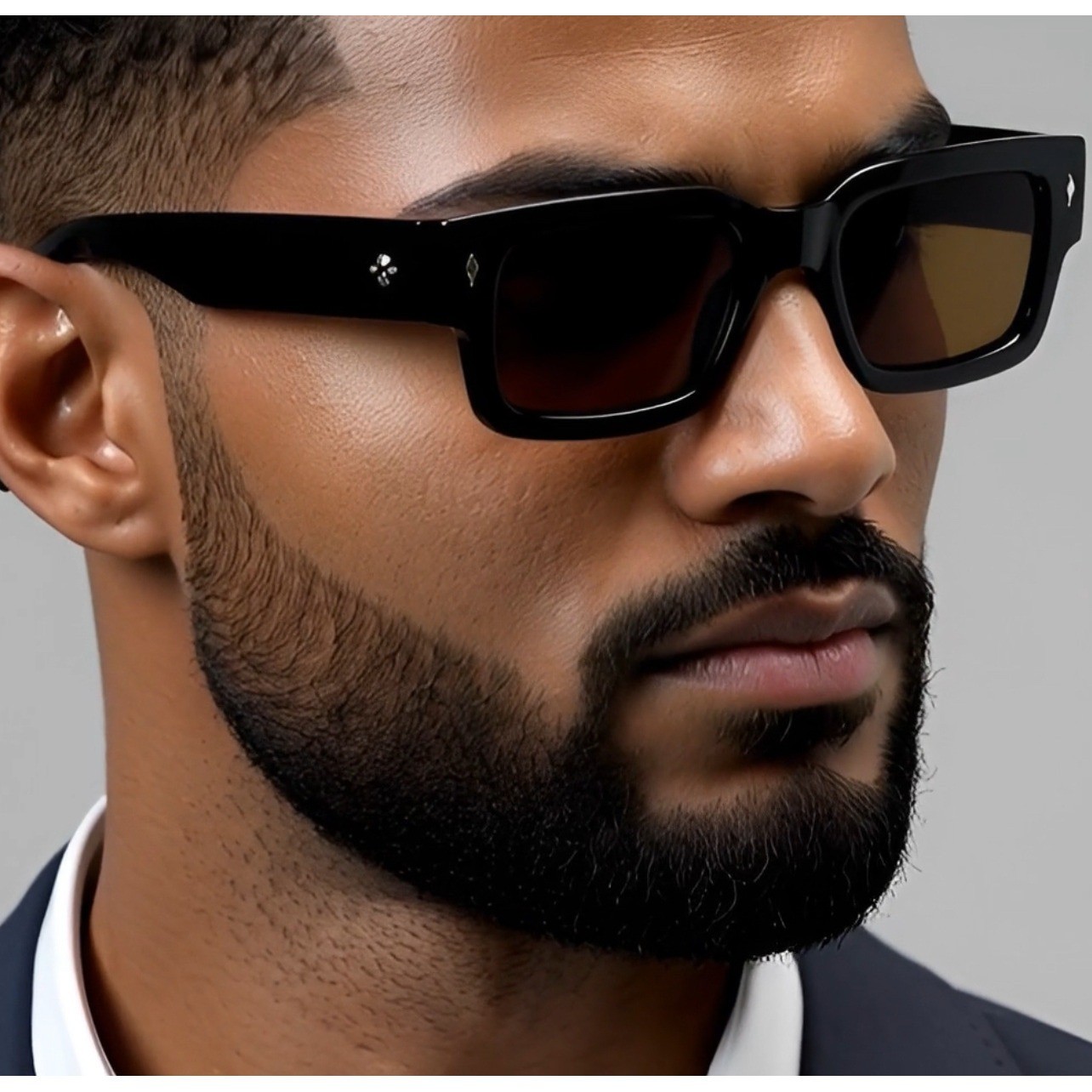 Chunky Square Frame Sunglasses Fashion Eyewear Brown Men Classic Style Hip Hop