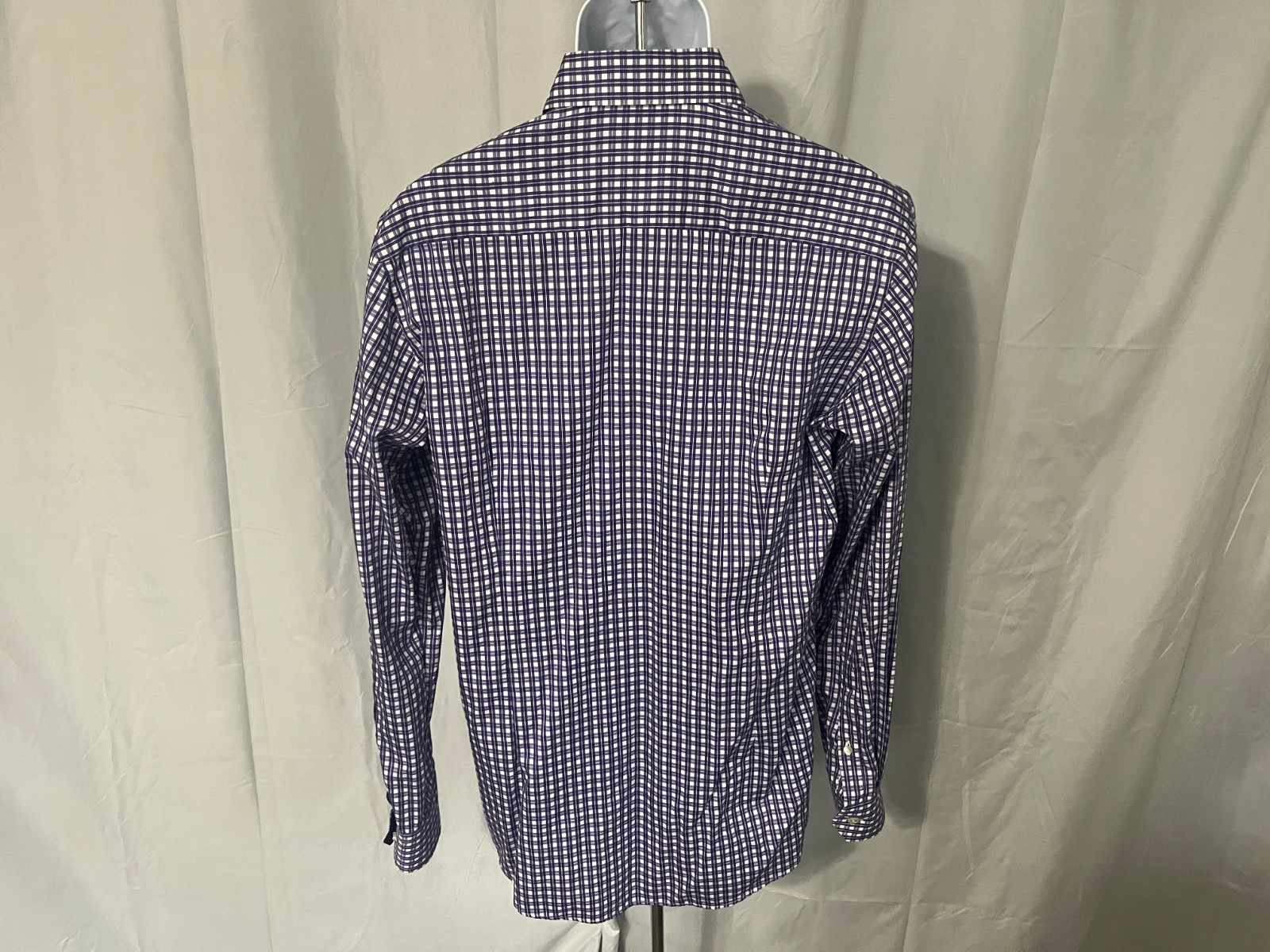 👔 Eton Men’s White Purple Contemporary Fit Dress Shirt 16 41 L Casual 💼✨