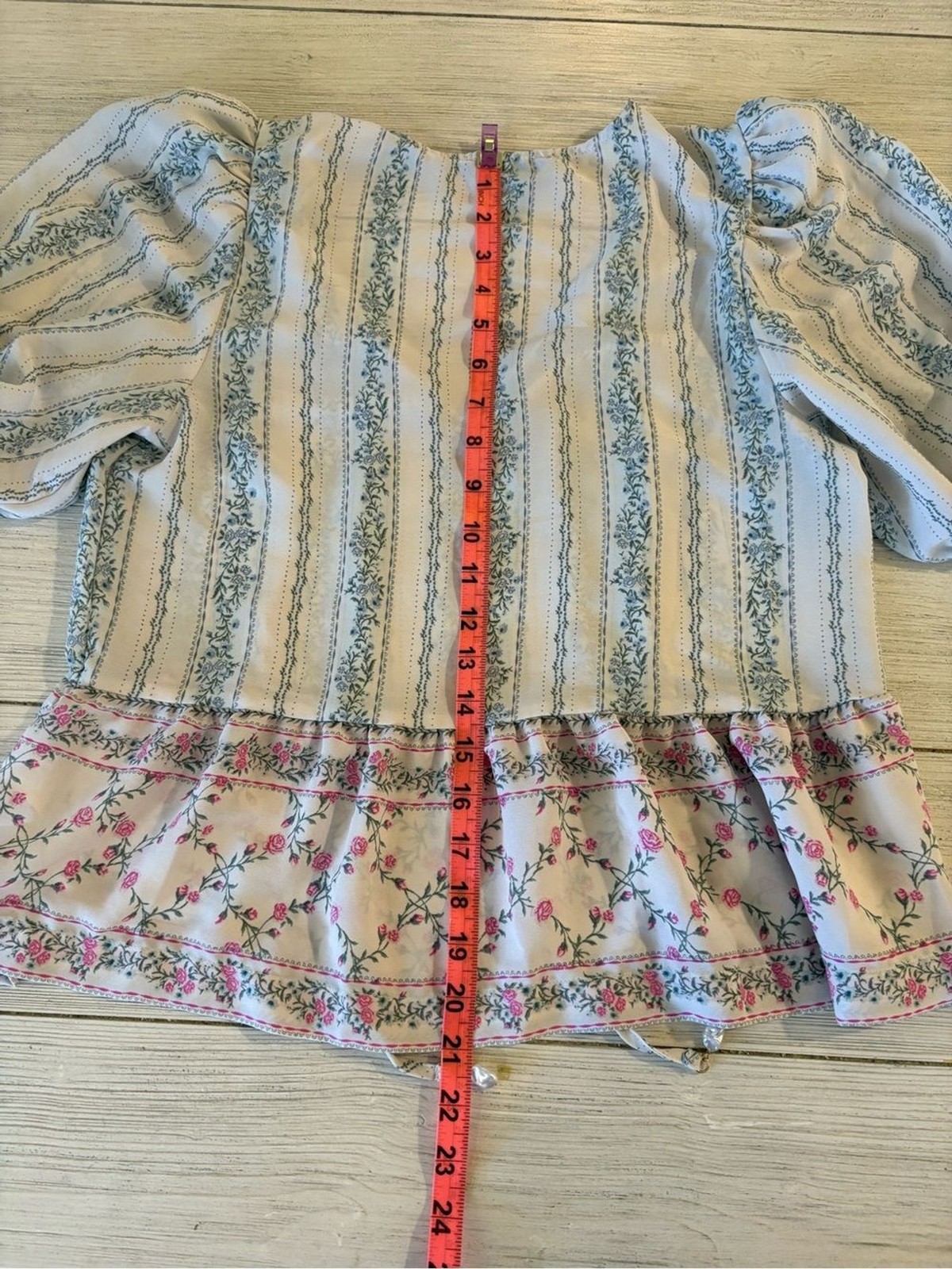 CeCe Cream Floral Tunic Puff Sleeve Tie Front Cottagecore | Size Small