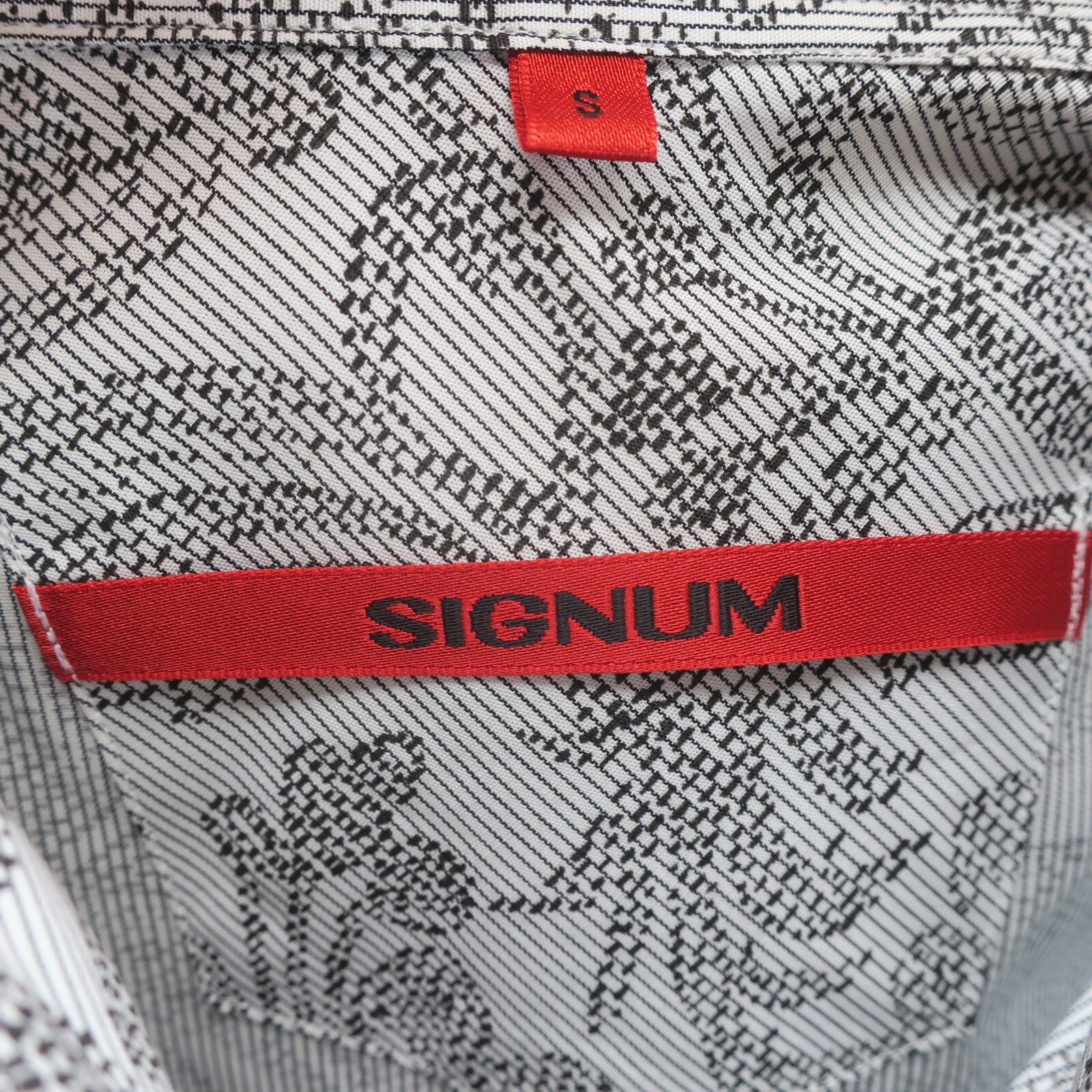 Signum Long Sleeve Button Up Shirt Mens S Black White 100% Baumwolle Cotton