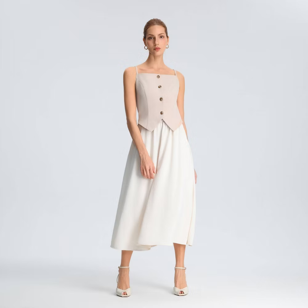 Women Twofer Midi A-Line Dress – A New Day Driftwood Gray M