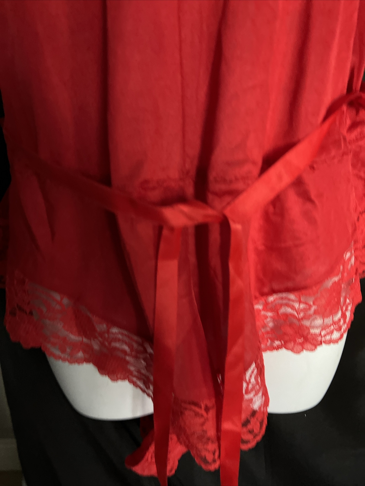 Vtg Undercover Romper Wear RED W/LACE & RIBBON BELT Sz L cc1