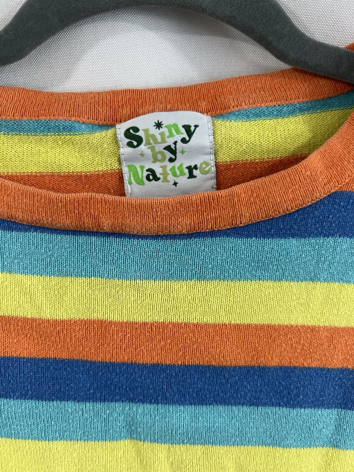 Shiny By Nature Striped Knit Top Large Colorful Cotton 1970s Retro Tomboy Hippie