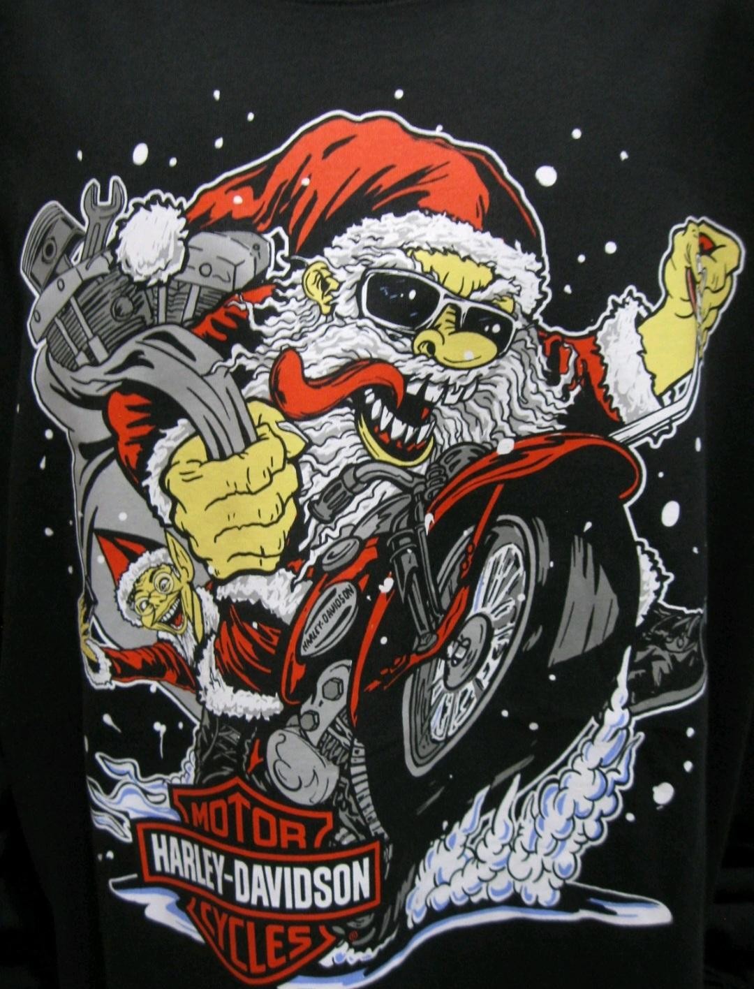 5X NWT Men’s Harley Davidson Speed Santa Long Sleeve Tee Shirt Defect