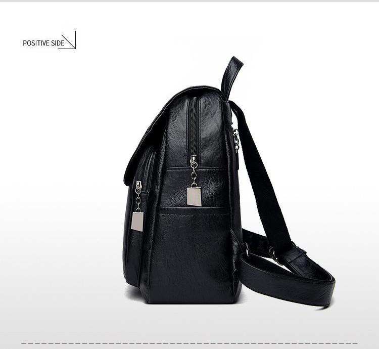 Black Luxury Women Genuine Leather Backpack Fashion Designer Female Soft Cow