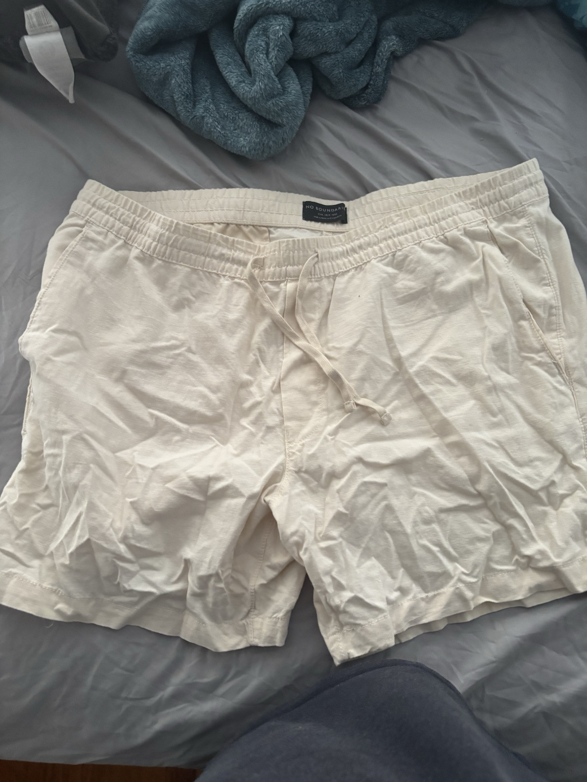 Lot of 2 No Boundaries SZ 2XL 44-46 Tie Waist Shorts. Beige and grey