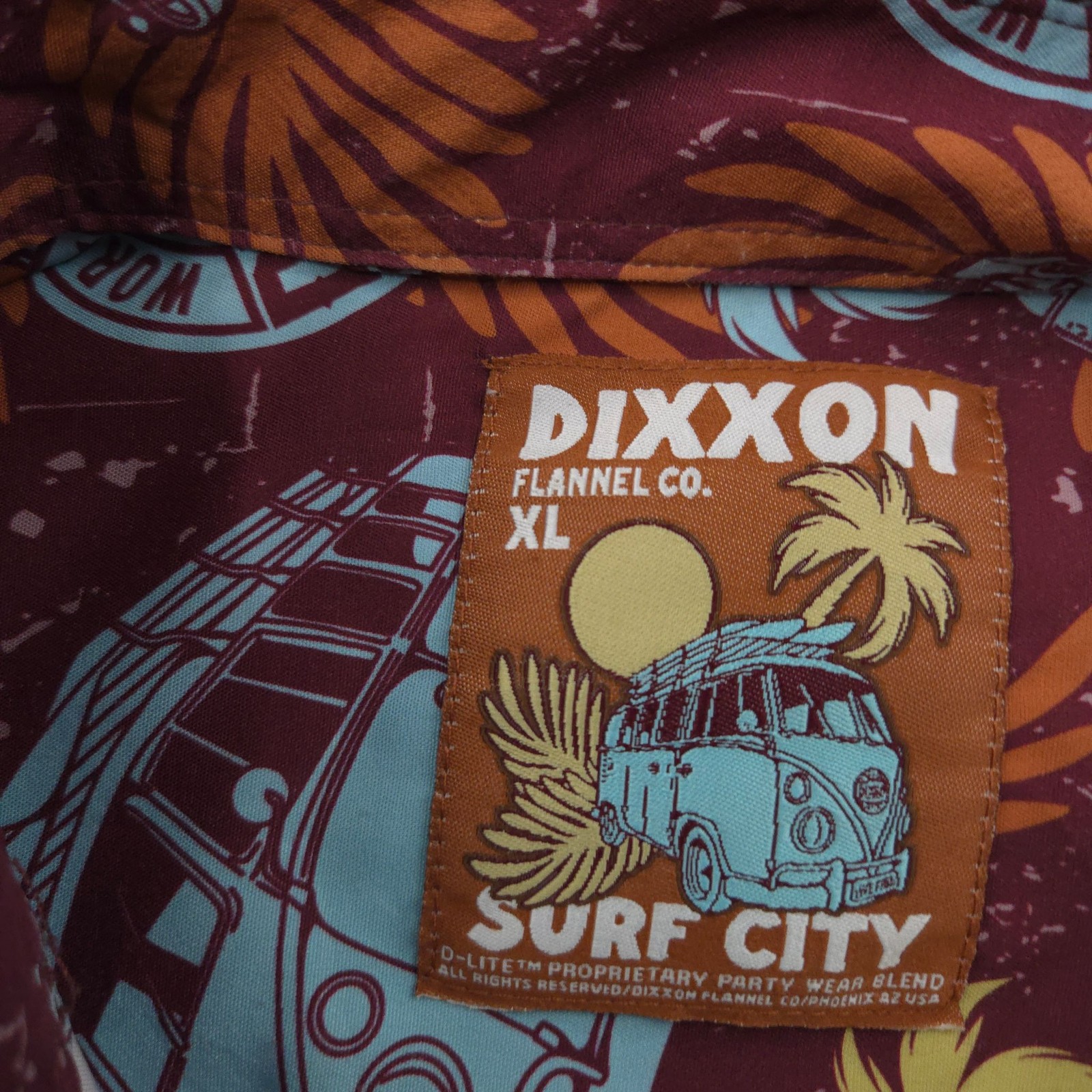 Dixxon Flannel Co Surf City PERFORMANCE Shirt Mens XL Short Sleeve VW BUS Floral