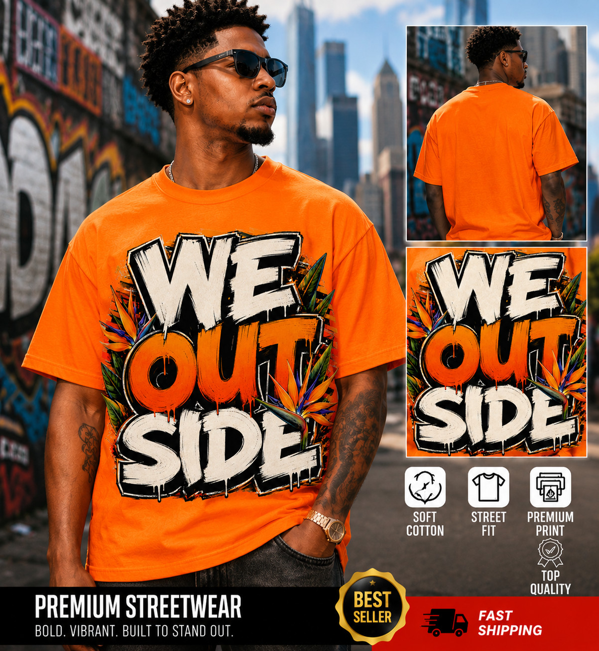 We Outside Graphic Streetwear Tee Shirt to Match Sneaker Birds of Paradise