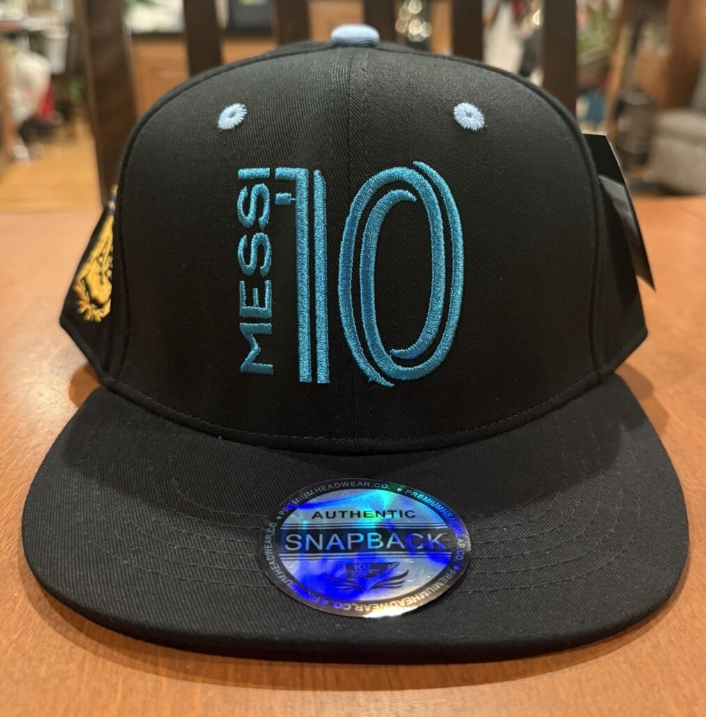 Lionel Messi Black SnapBack Baseball Cap Hat Gorra AFA Black Bill # 10 Argentina