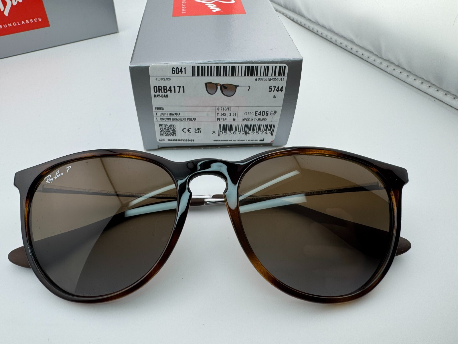 RAY-BAN ERIKA RB4171 710/T5 HAVANA BROWN GRADIENT POLARIZED SUNGLASSES 54MM NEW