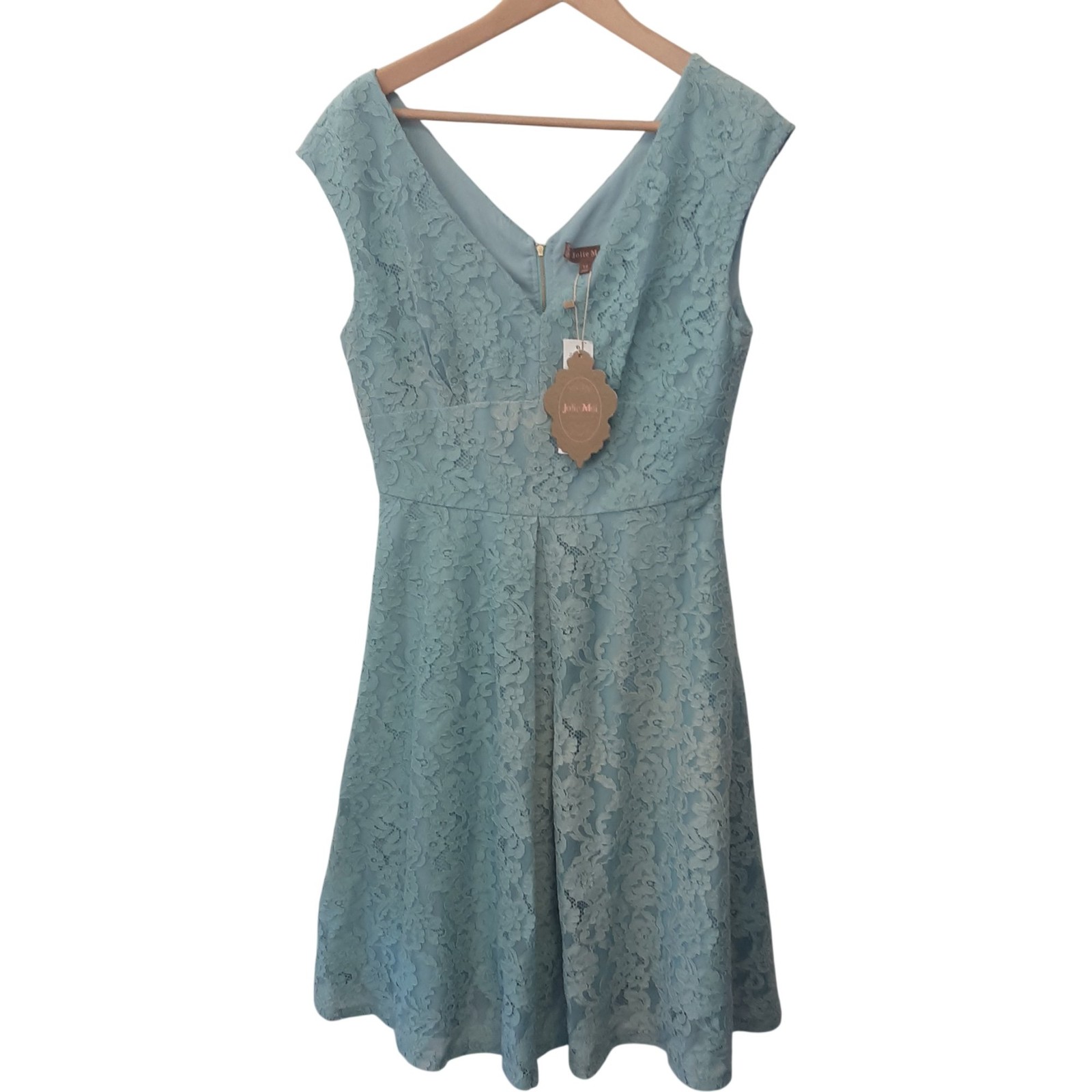 Jolie Moi Lace Sweetheart Skater Dress Sage Size 14