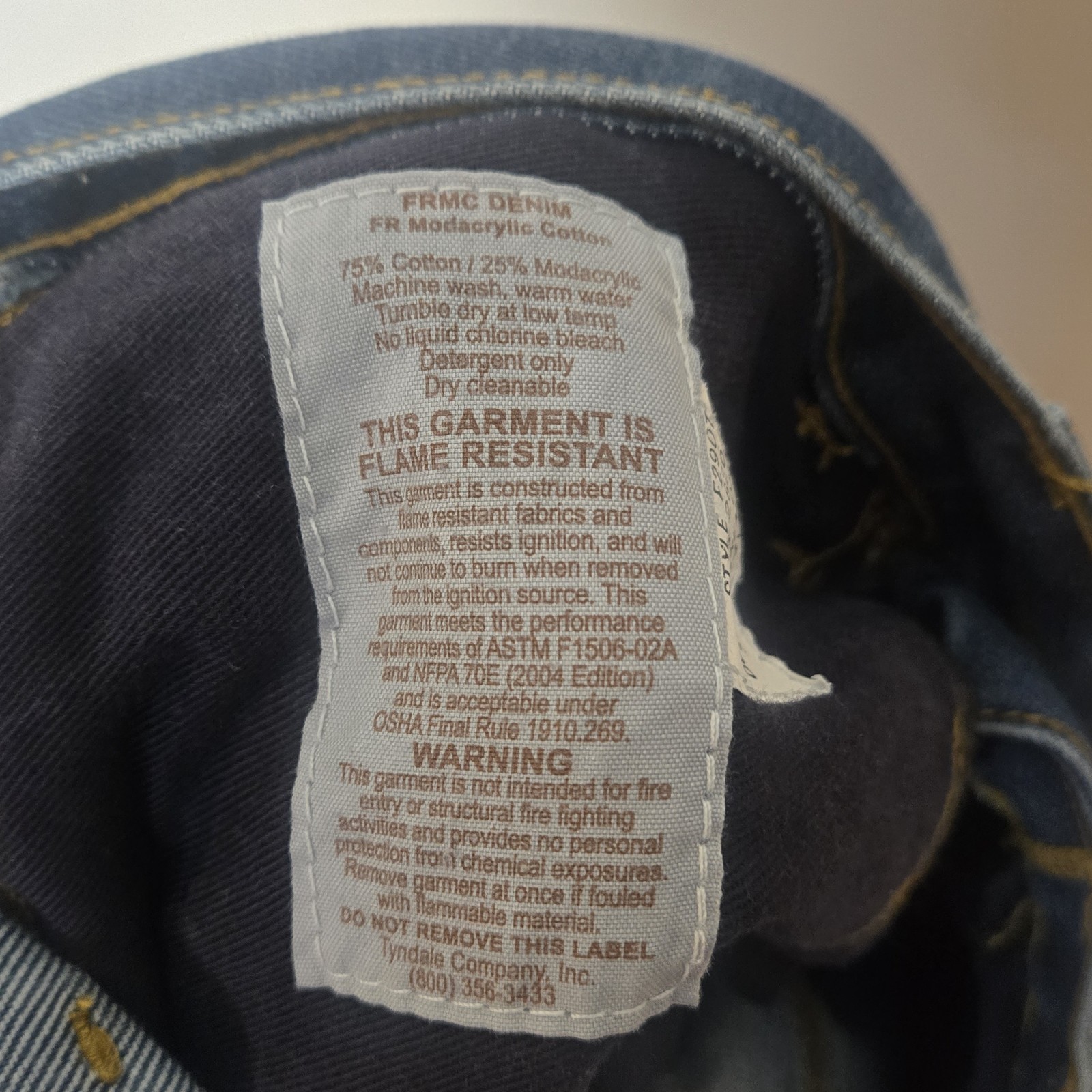 Tyndale F290T FR Flame Resistant Carpenter Jeans 34×32 Arc Rated CAT 2 USA NFPA