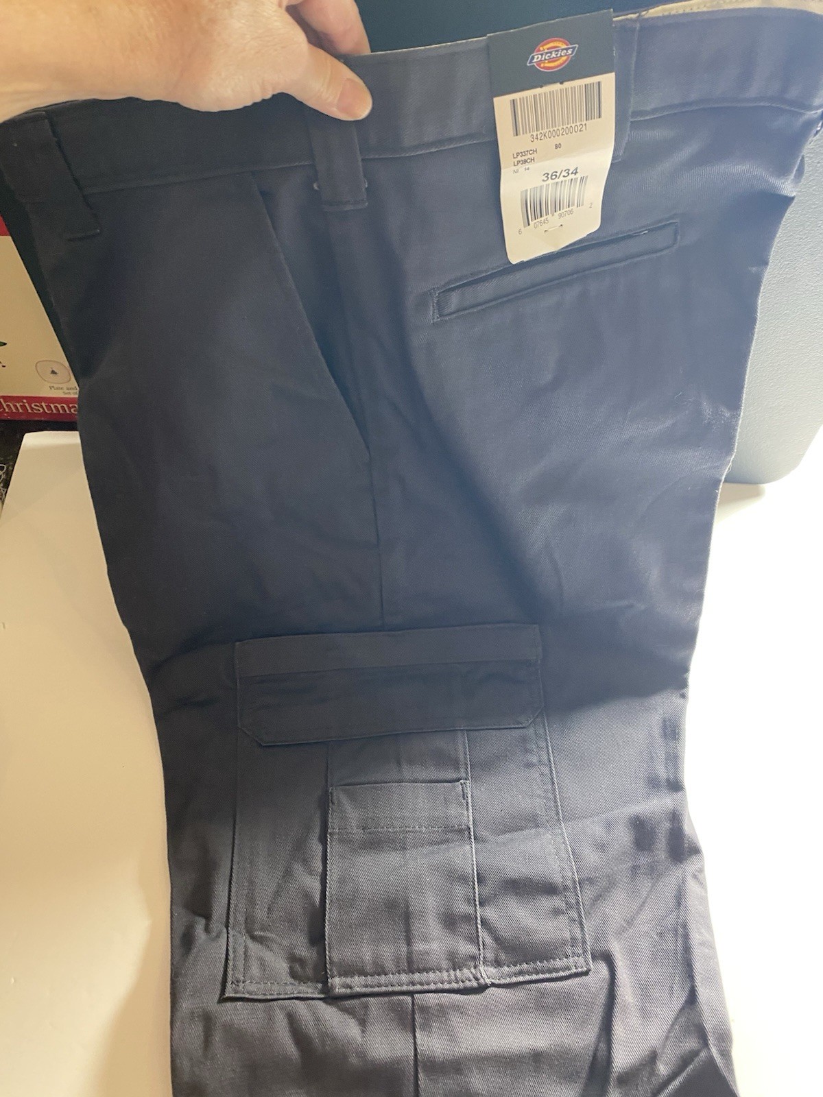 Dickies Men’s Gray Cargo Work Pants 36/34 Cotton Twill LP337CH