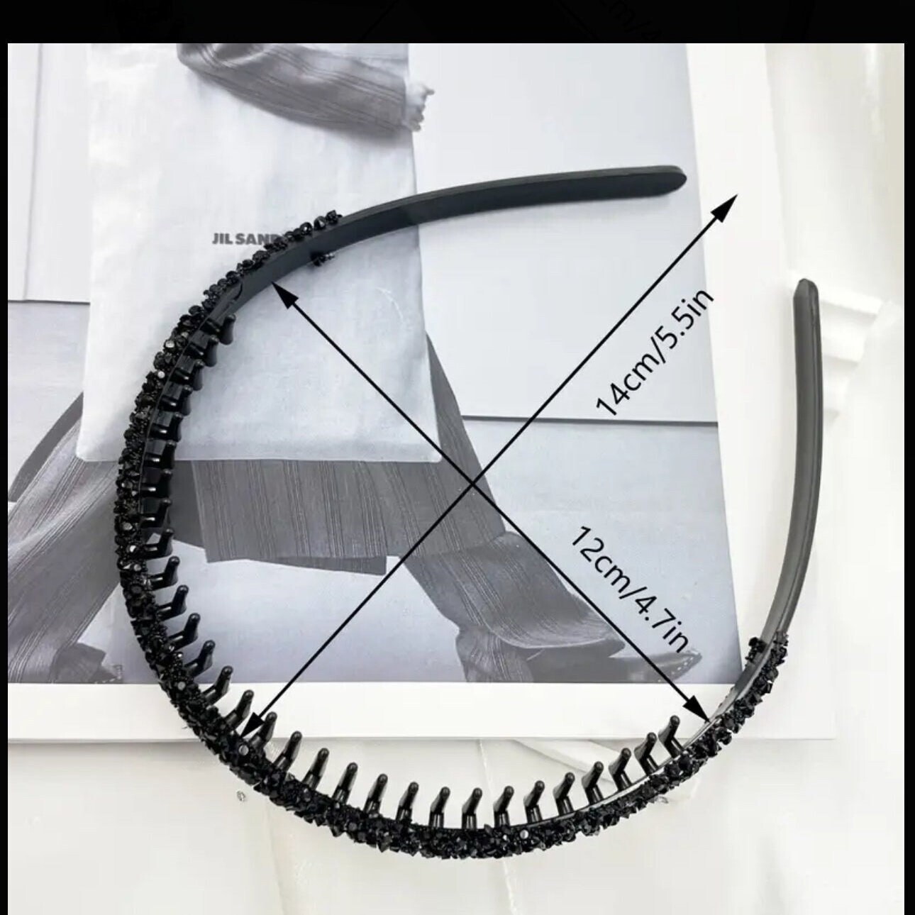 Bedazzled Crystal Encrusted Set 3 Headbands Black Grey White Diamond Hair Gift