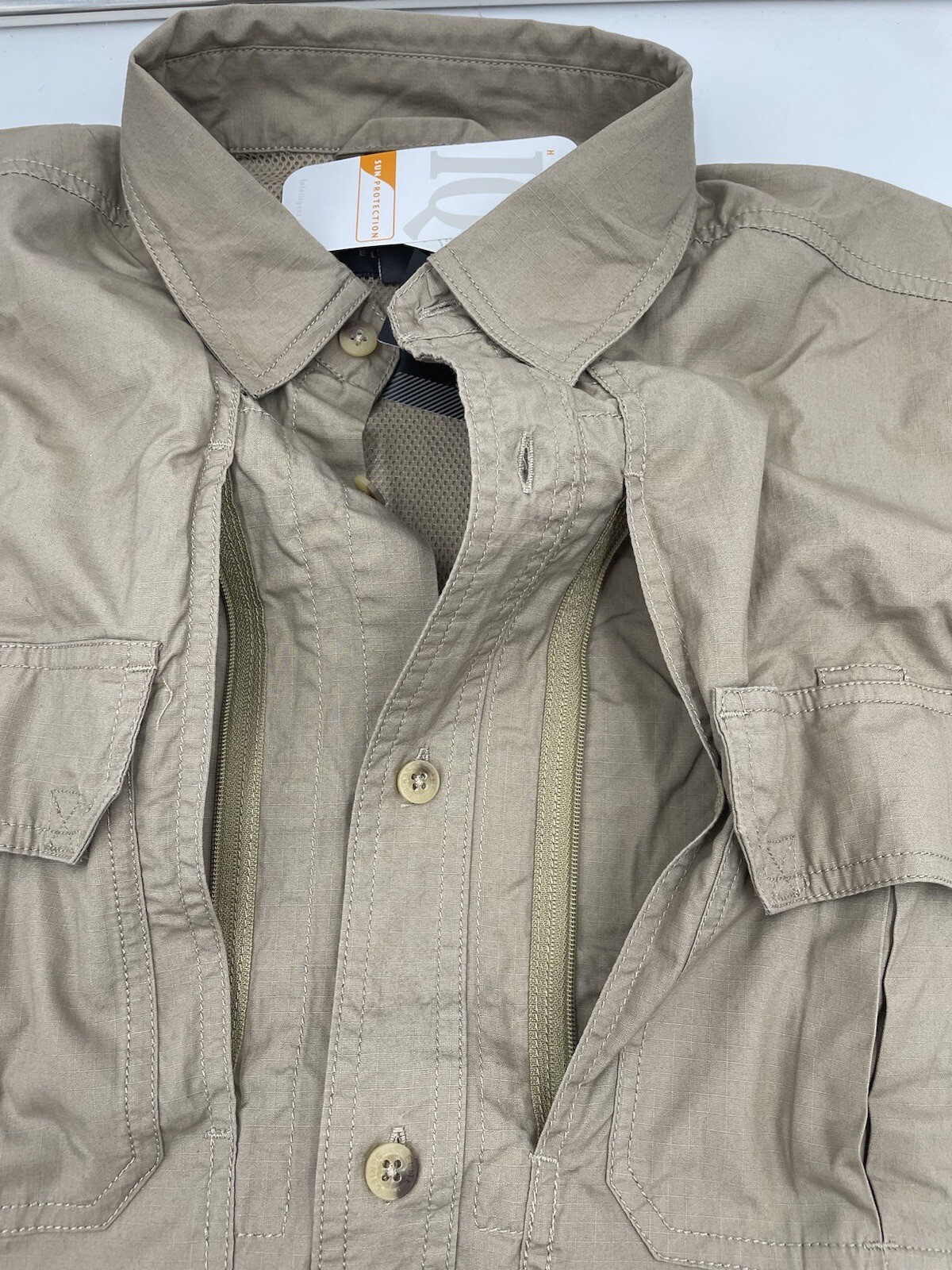 Woolrich Elite Series CCW Men’s Long Sleeve Khaki Operator Shirt Sz L 44912