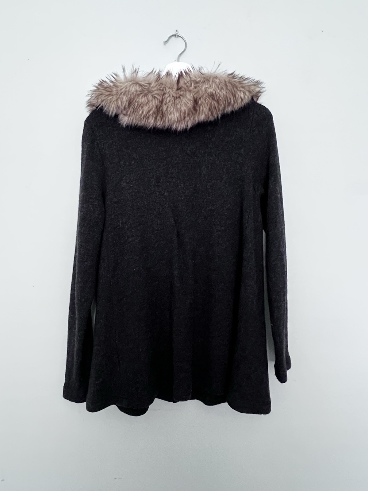 Anthropologie Moth Heathered Slate Sweater Coat Dark Charcoal Gray Size M