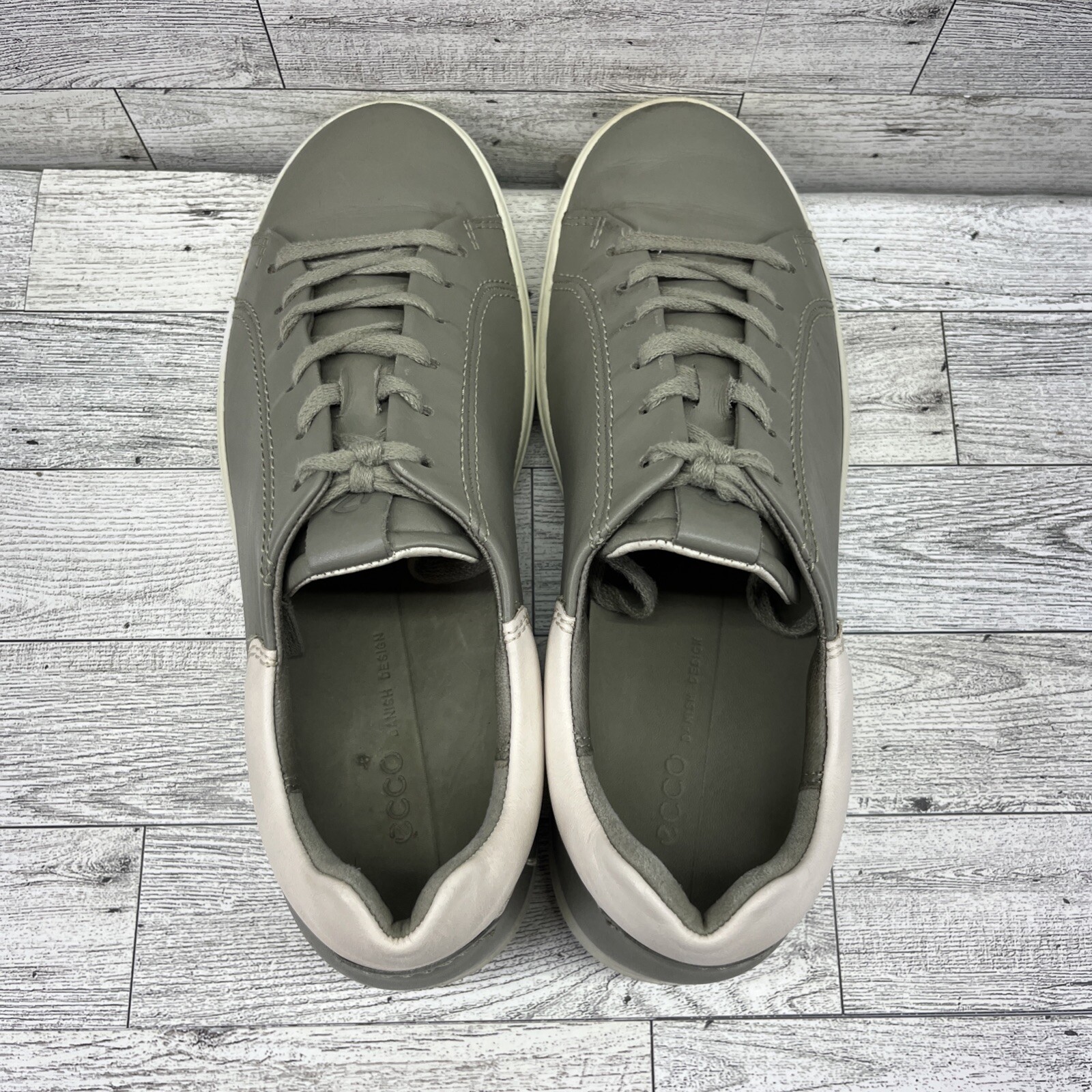 Ecco Soft 7 Gray Leather Shoes Sneakers Women Size EU 40 US 9-9.5